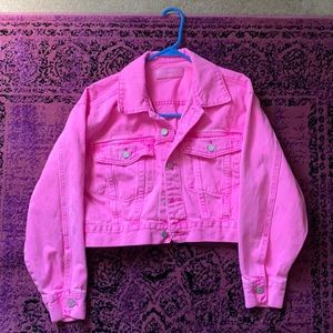 Blank NYC Hot Pink cropped denim jacket